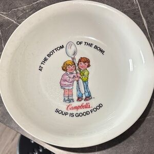 Campbell's White Soup Bowl with Cartoon Design